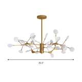 Modern Dining Room Gold Iron Tree Twig Branching Chandelier Image - 4