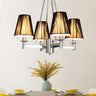 Modern Dining Room Gold Patterned Tapered Fabric Chandelier Image - 1