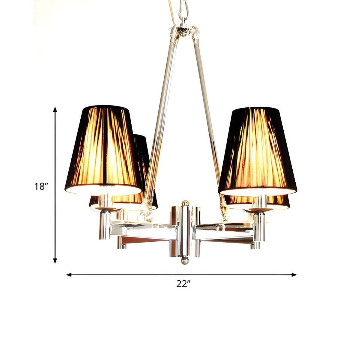 Modern Dining Room Gold Patterned Tapered Fabric Chandelier 