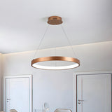 Modern Dining Room Gold Ring LED Pendant Light Chandelier Image - 2