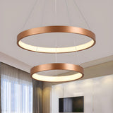 Modern Dining Room Gold Ring LED Pendant Light Chandelier Image - 5