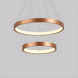 Modern Dining Room Gold Ring LED Pendant Light Chandelier Image - 8