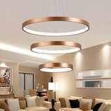 Modern Dining Room Gold Ring LED Pendant Light Chandelier Image - 9