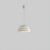 Modern Dining Room Layered White Metal Dome Pendant Light Image - 2