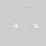 Modern Dining Room Layered White Metal Dome Pendant Light Image - 3