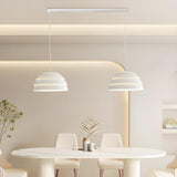 Modern Dining Room Layered White Metal Dome Pendant Light Image - 6