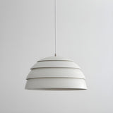 Modern Dining Room Layered White Metal Dome Pendant Light Image - 9