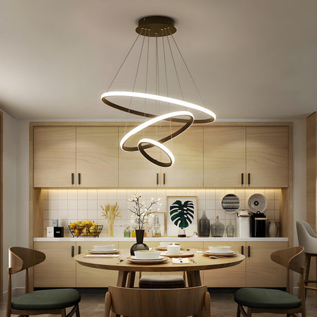 Modern Dining Room LED Ring Tiered Pendant Light Chandelier Image - 1