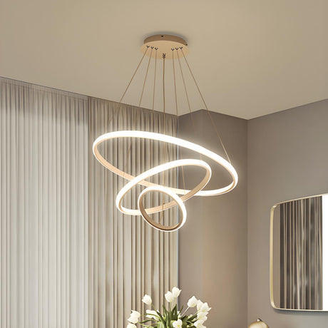 Modern Dining Room LED Ring Tiered Pendant Light Chandelier Image - 4