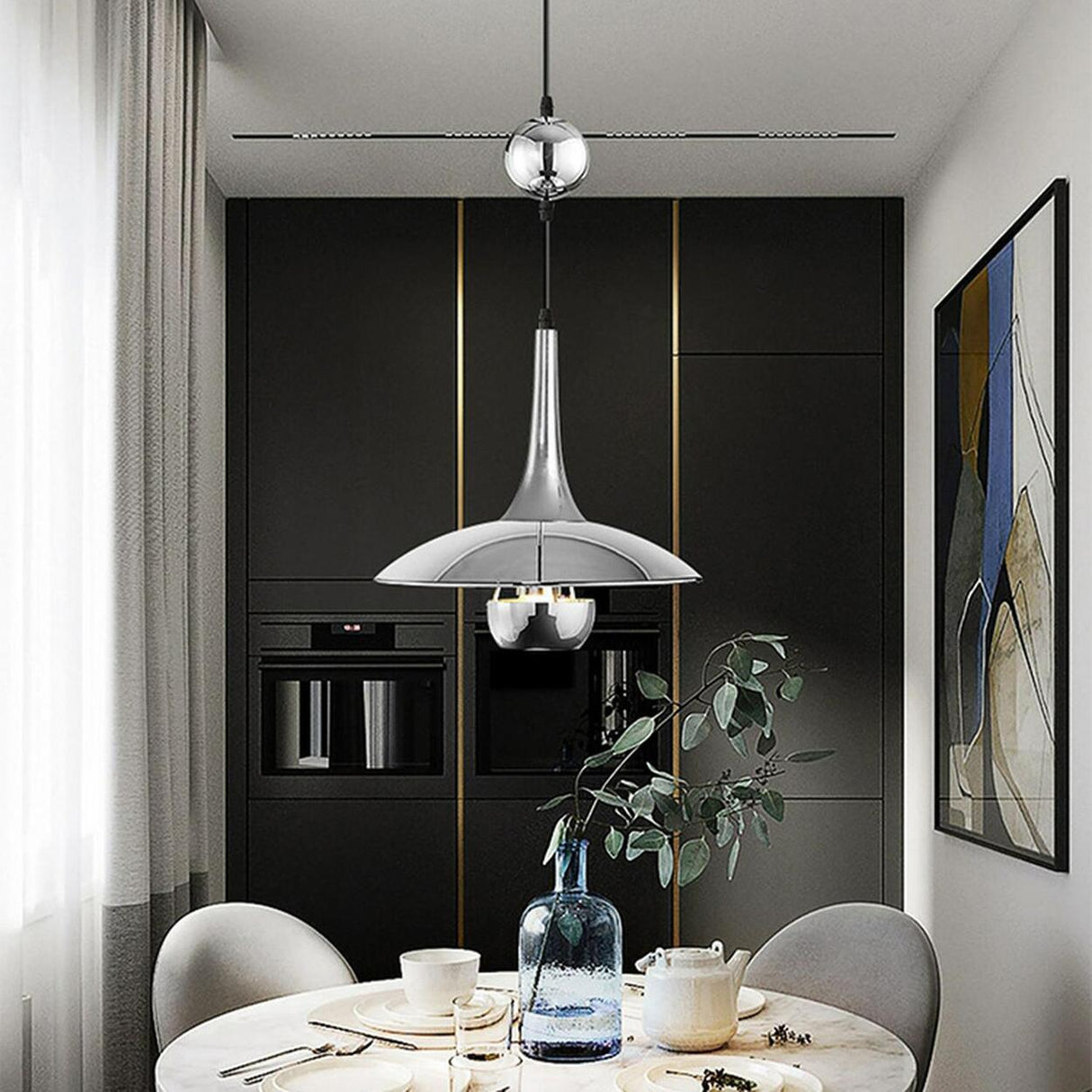 Modern Dining Room Metal Pulley System Pendant Light Image - 23