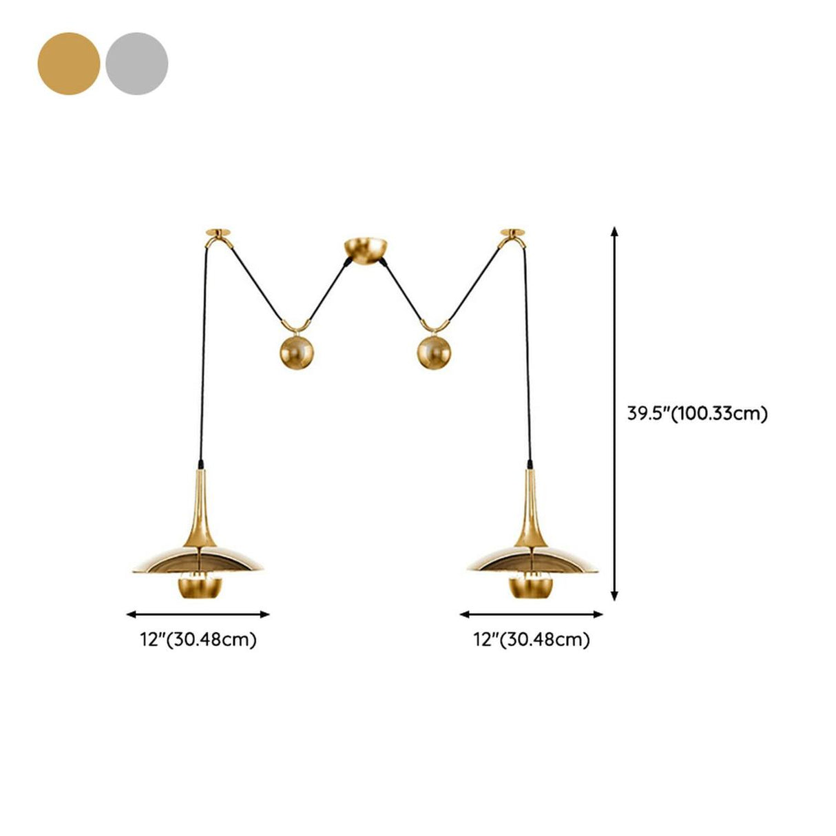 Modern Dining Room Metal Pulley System Pendant Light Image - 25