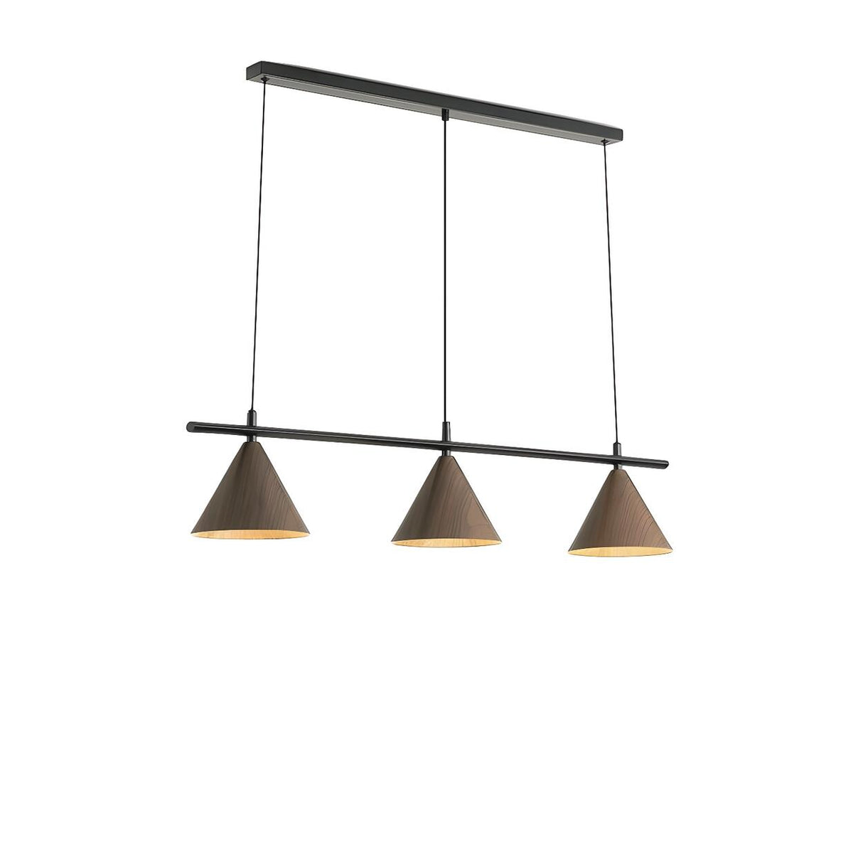 Modern Dining Room Metal Wood Color Cone Pendant Light Image - 11