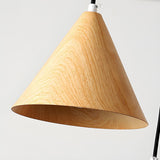 Modern Dining Room Metal Wood Color Cone Pendant Light Image - 14