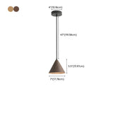 Modern Dining Room Metal Wood Color Cone Pendant Light #size