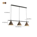 Modern Dining Room Metal Wood Color Cone Pendant Light Image - 17