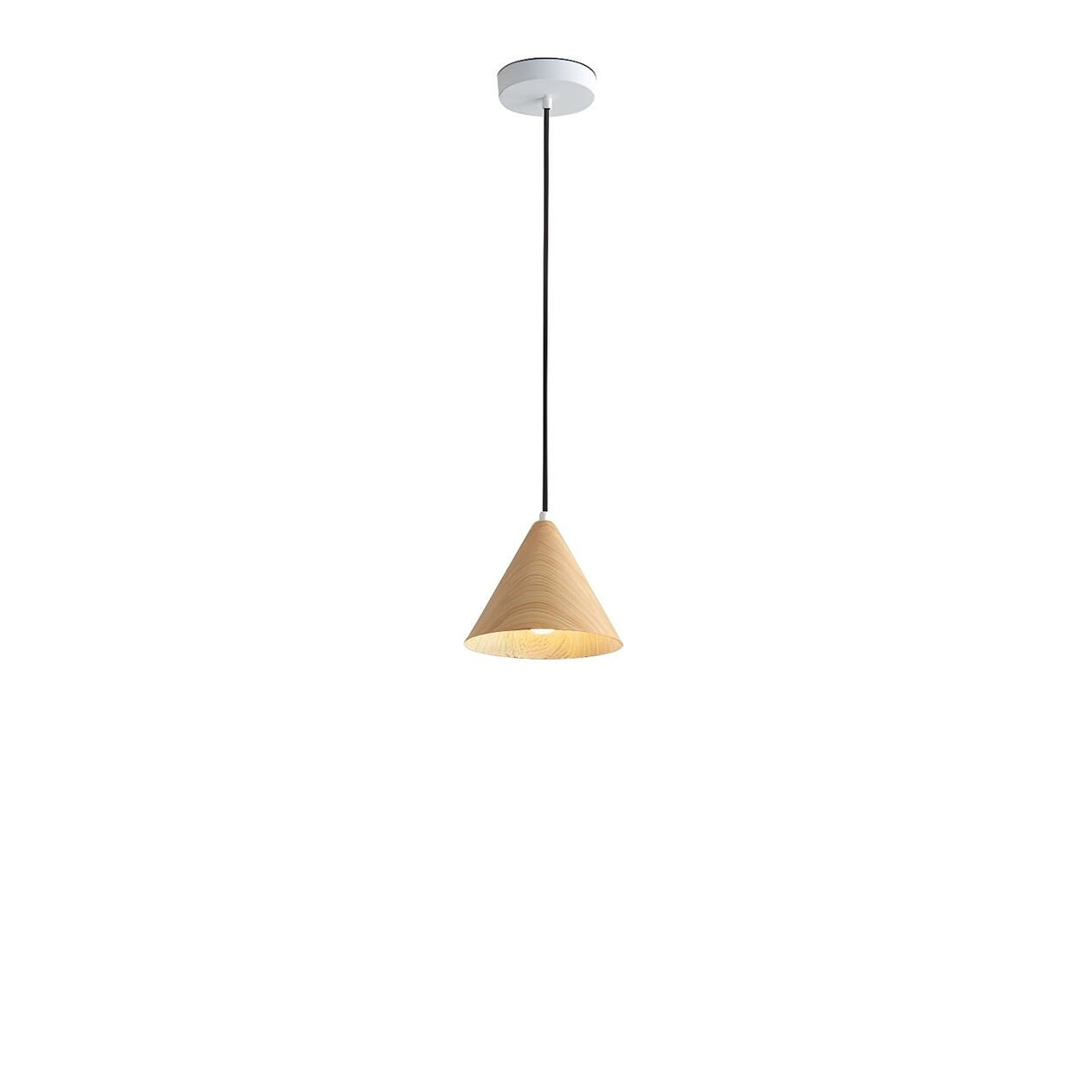 Modern Dining Room Metal Wood Color Cone Pendant Light Image - 2