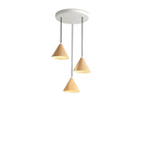 Modern Dining Room Metal Wood Color Cone Pendant Light Image - 5