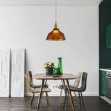 Modern Dining Room Multicolor Dome Glass Pendant Light Image - 2