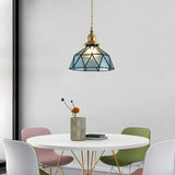 Modern Dining Room Multicolor Dome Glass Pendant Light Image - 3