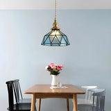 Modern Dining Room Multicolor Dome Glass Pendant Light Image - 4