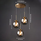 Modern Dining Room Smoke Gray Glass 3 Globes Pendant Light #size