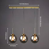 Modern Dining Room Smoke Gray Glass 3 Globes Pendant Light Image - 12