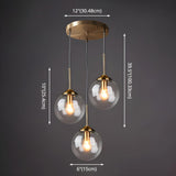 Modern Dining Room Smoke Gray Glass 3 Globes Pendant Light Image - 15