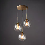 Modern Dining Room Smoke Gray Glass 3 Globes Pendant Light Image - 4