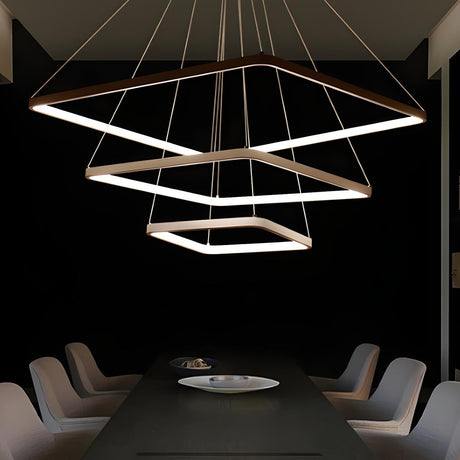 Modern Dining Room Square Acrylic LED Pendant Chandelier Image - 1