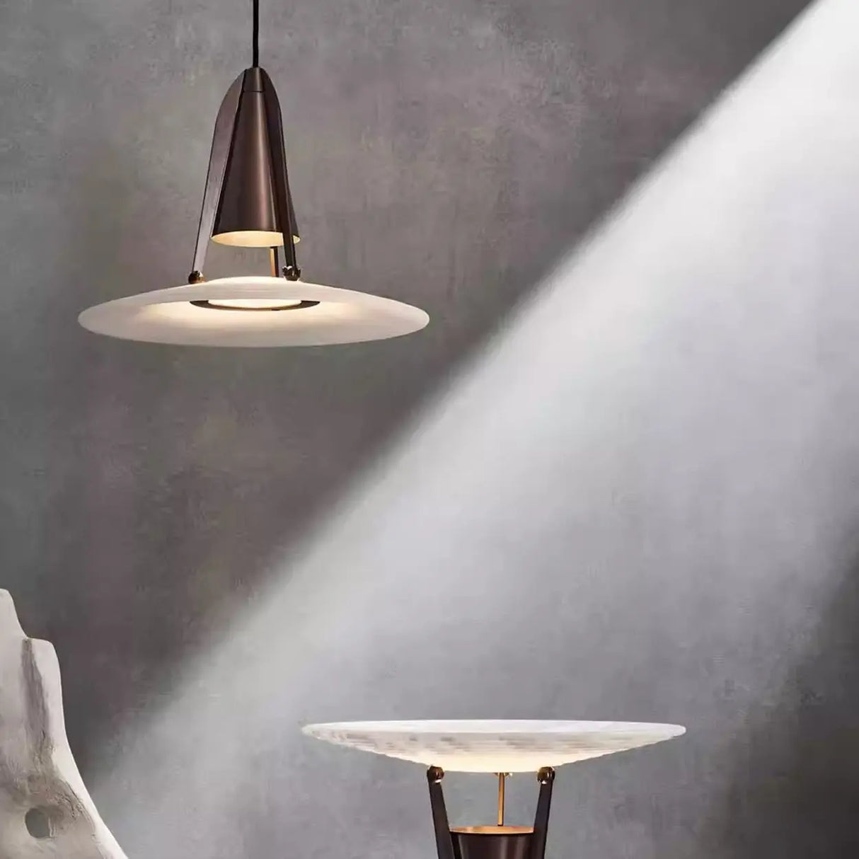 Modern Dining Room UFO Brown Cone Iron Pendant Light Image - 3