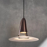 Modern Dining Room UFO Brown Cone Iron Pendant Light Image - 4