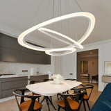 Modern Dining Room White Acrylic LED Ring Pendant Chandelier Image - 1