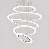 Modern Dining Room White Acrylic LED Ring Pendant Chandelier Image - 10