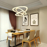 Modern Dining Room White Acrylic LED Ring Pendant Chandelier Image - 3