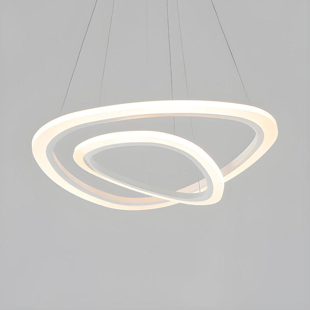 Modern Dining Room White Acrylic LED Ring Pendant Chandelier Image - 6