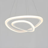 Modern Dining Room White Acrylic LED Ring Pendant Chandelier Image - 6