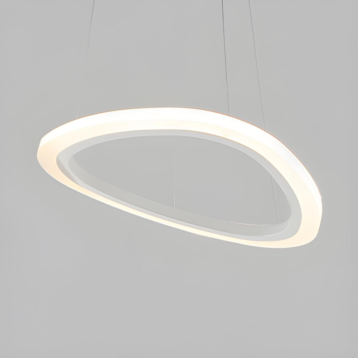 Modern Dining Room White Acrylic LED Ring Pendant Chandelier Image - 8