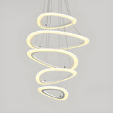 Modern Dining Room White Acrylic LED Ring Pendant Chandelier Image - 9