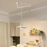 Modern Dining Room White Dome Adjustable Arm Pendant Light Image - 12