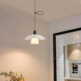 Modern Dining Room White Dome Adjustable Arm Pendant Light Image - 4