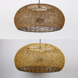 Modern Dining Room Woven Rattan Dome Pendant Chandelier Image - 11