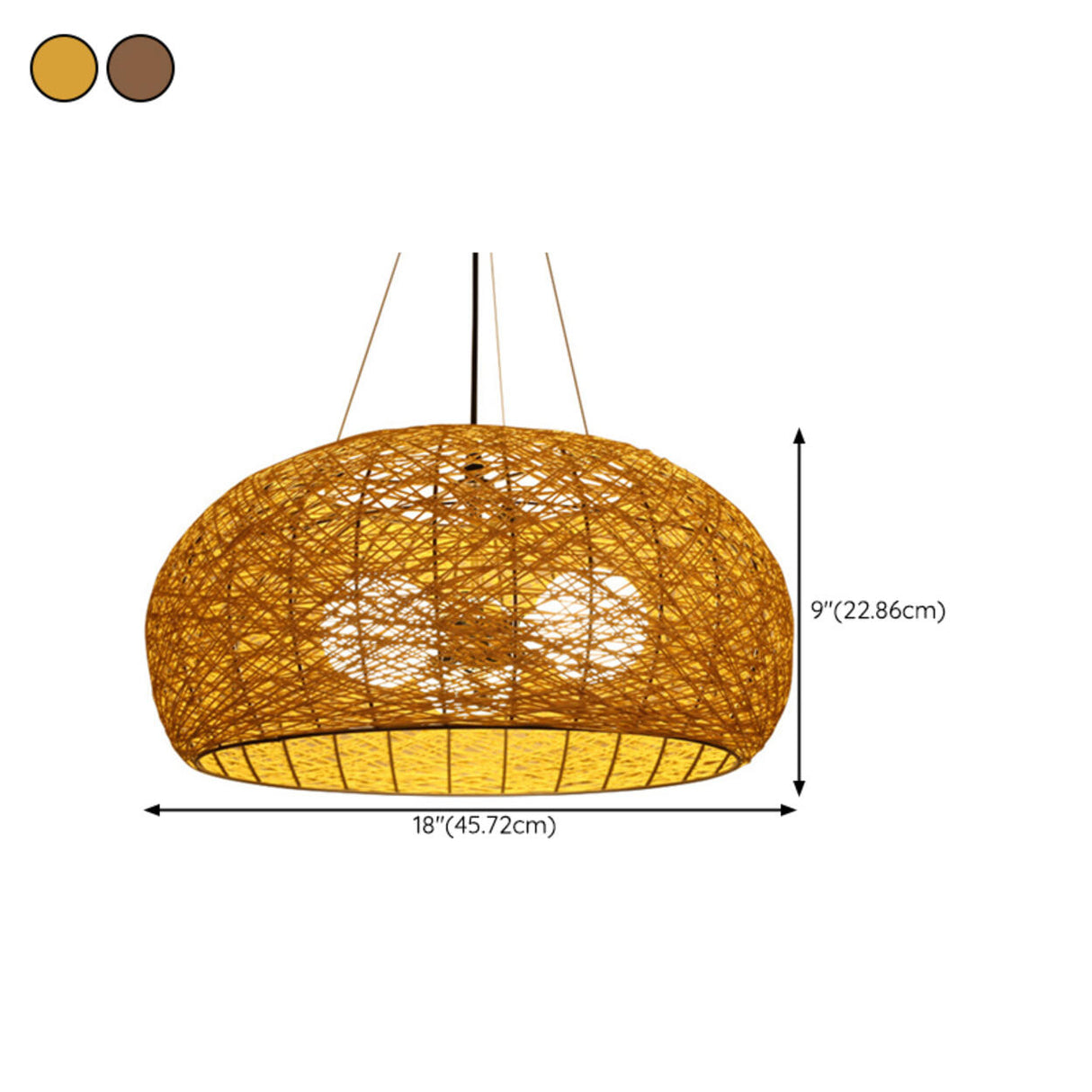 Modern Dining Room Woven Rattan Dome Pendant Chandelier Image - 18