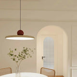 Modern Disc Cream Round Acrylic Dining Room Pendant Light Image - 1