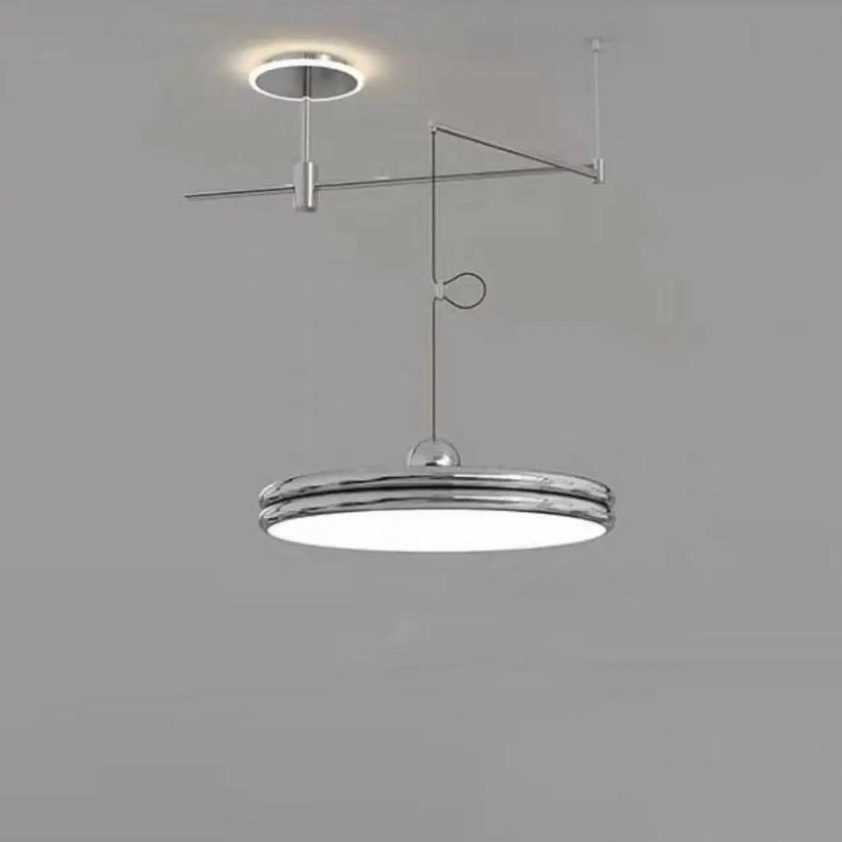 Modern Disc Cream Round Acrylic Dining Room Pendant Light Image - 15