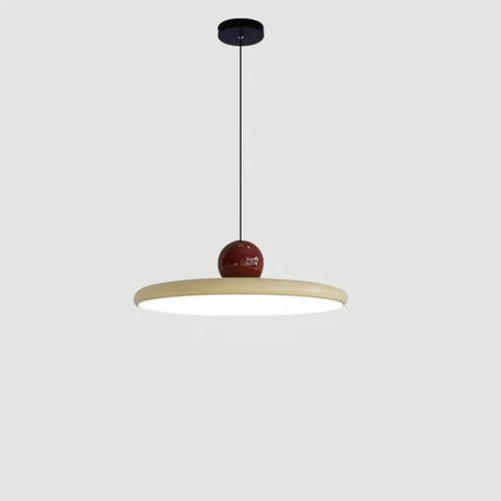 Modern Disc Cream Round Acrylic Dining Room Pendant Light Image - 2