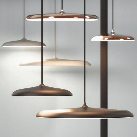 Modern Disc Round Metal LED Pendant Light Adjustable Height Image - 1