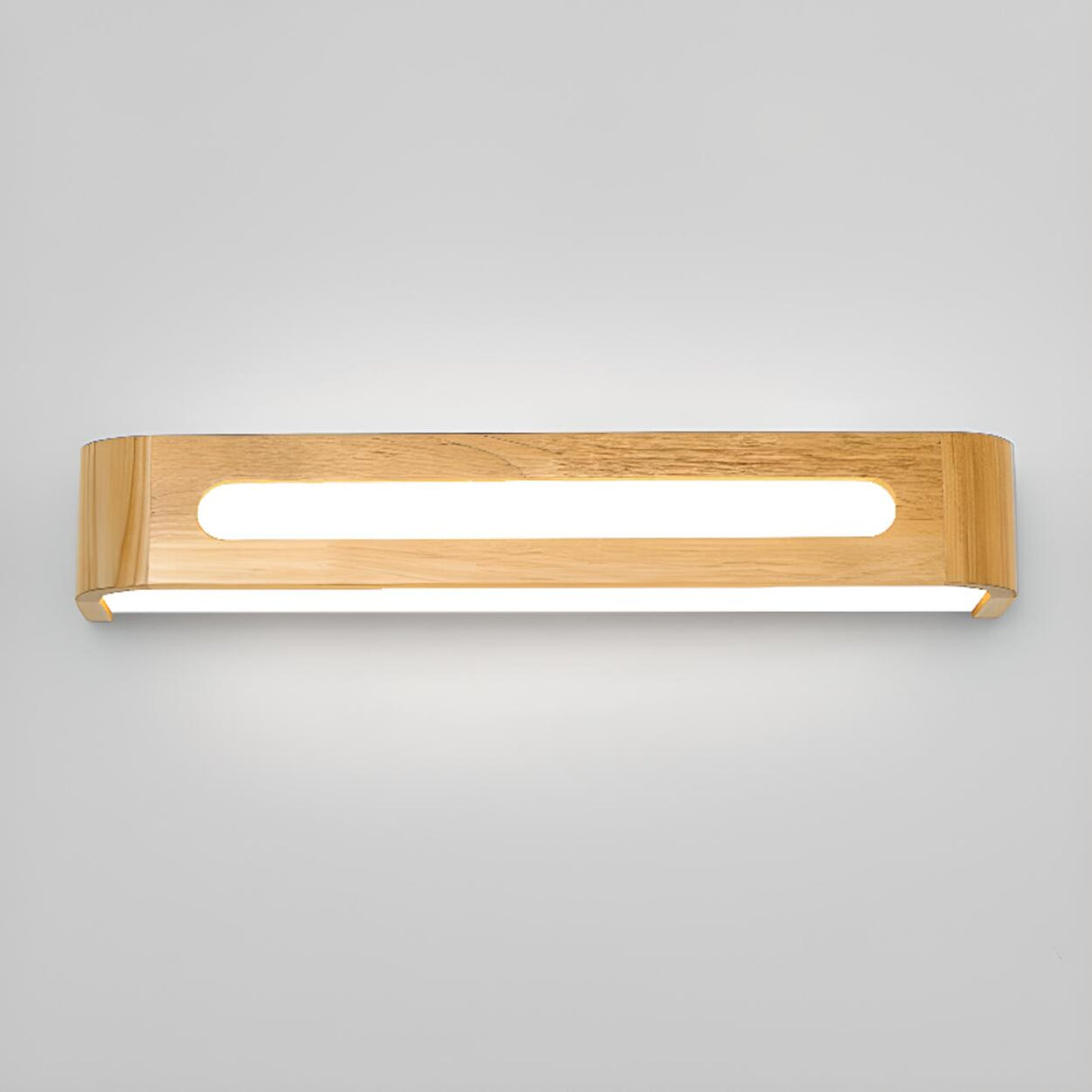 Modern Display Shelf Wooden Rectangle Vanity Light Image - 18