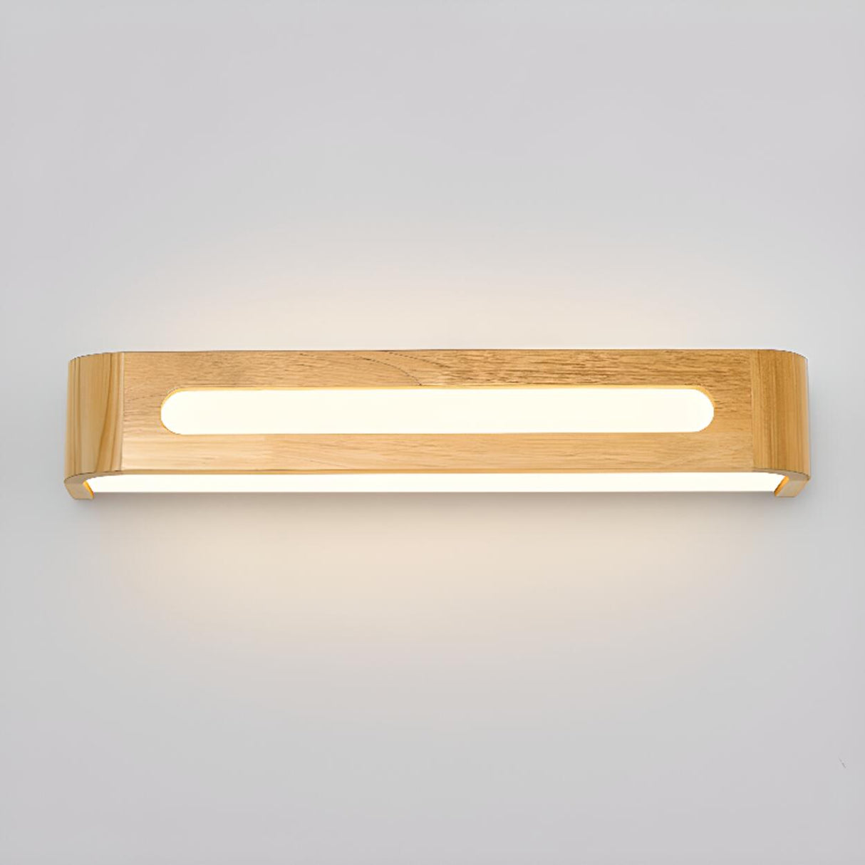 Modern Display Shelf Wooden Rectangle Vanity Light Image - 20