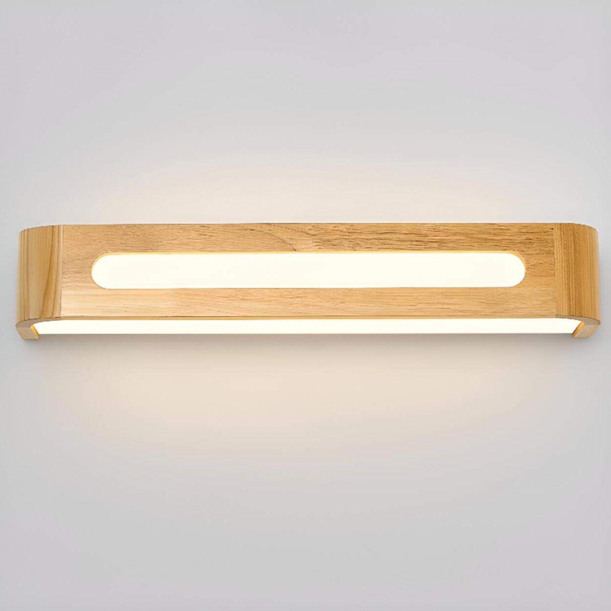 Modern Display Shelf Wooden Rectangle Vanity Light Image - 21