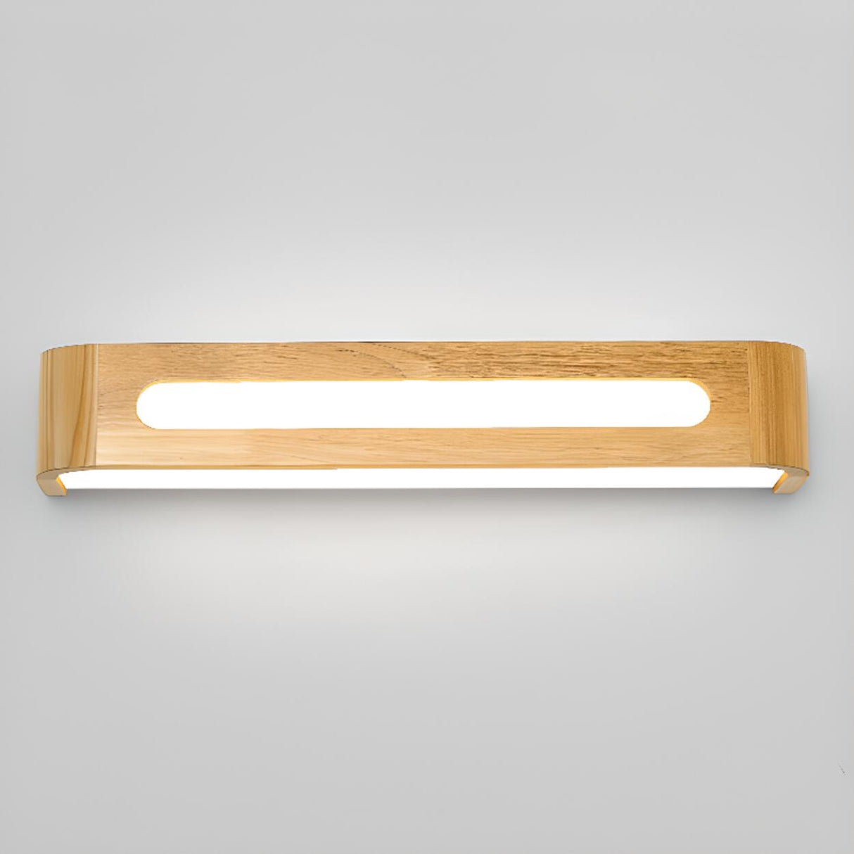 Modern Display Shelf Wooden Rectangle Vanity Light Image - 22